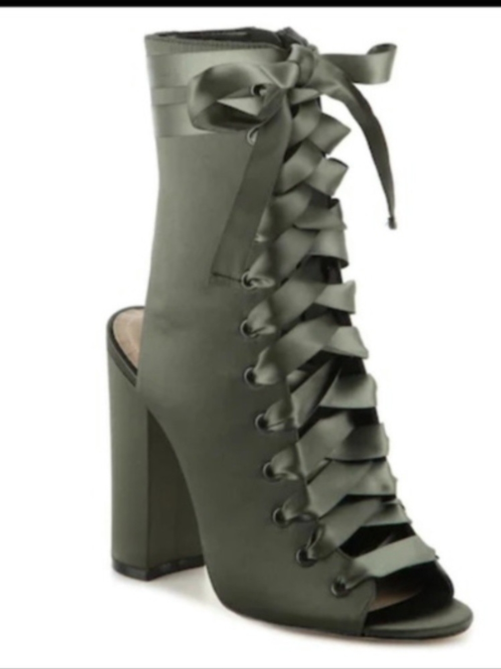 Aldo Rosamia Satin Lace-Up Peep-Toe Block Heels
